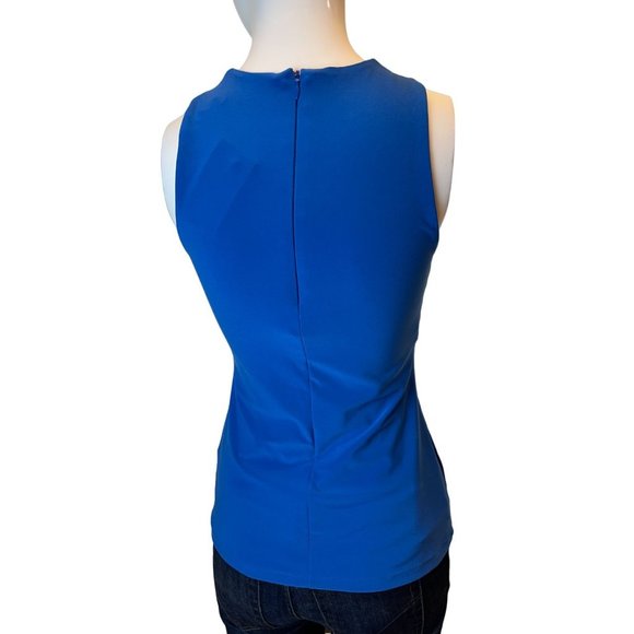 Lauren Ralph Lauren Women V Neck Cut Blouse Top 200615171004 Back Zip Blue SZ XS - Picture 2 of 8